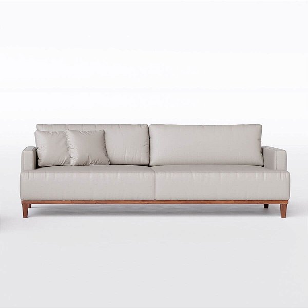 Sofá Living Doha 2,30m em Couro Bege - Home Mobily*