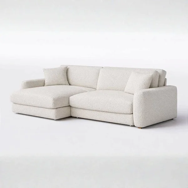 Sofá Cama Bahamas Sem Caixa de 2,80m em Bouclé Off White Nuvem