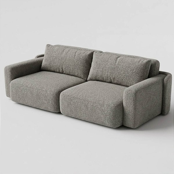Sofá Cama Ibiza 2 Módulos Sem Caixa 2,00 em Bouclé Cinza