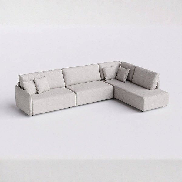 Sofá Living Modulado Mosaico 2,74m x 2,17m em Linho Off White Areia