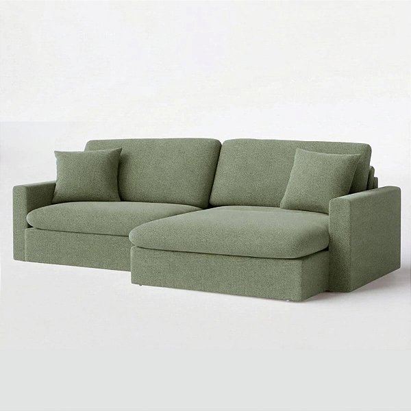 Sofá Cama Bélgica 1,90m em Bouclé Verde - Home Mobily*