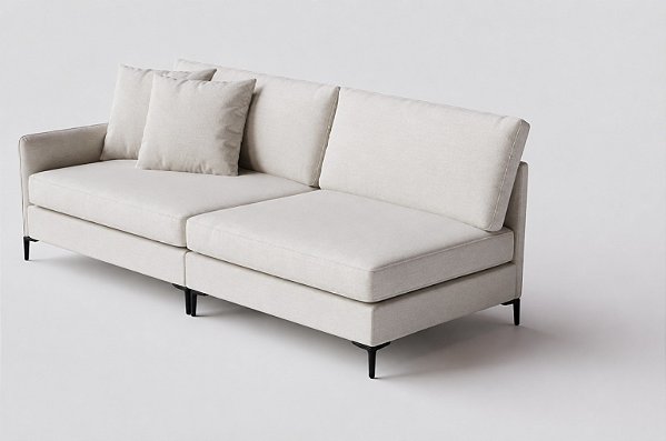 Sofá Living Modulado Monte Carlo 2,48m em Linho Bege Mesclado - Home Mobily*
