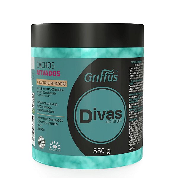 Gelatina Iluminadora Cachos Ativados Divas Do Brasil 550g - GRIFFUS