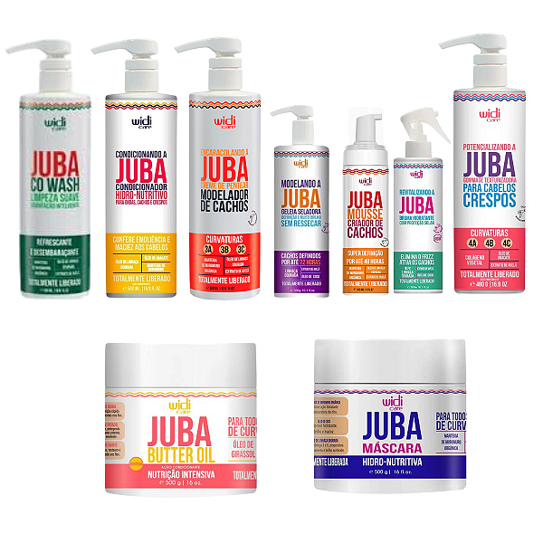 Kit Co-Wash, Condicionador, Encaracolando, Geleia, Mousse, Bruma, Potencializando, Máscara e Manteiga Juba - WIDI CARE