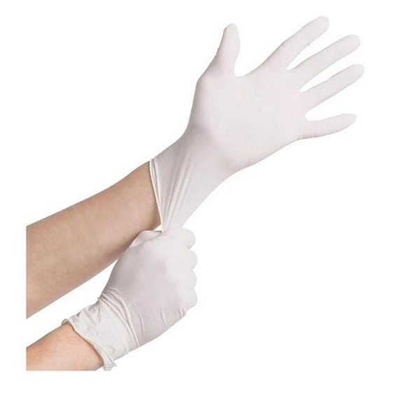 LUVA BRANCA COM PÓ LATEX – CAIXA COM 100 UNIDADES