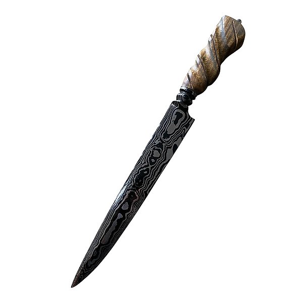 FACA GAÚCHA ESPECIAL EM AÇO DAMASCO 10" CABO TORCIDO