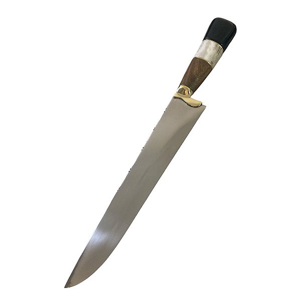 Faca para churrasco picanheira inox 10" cabo misto madeira e chifres