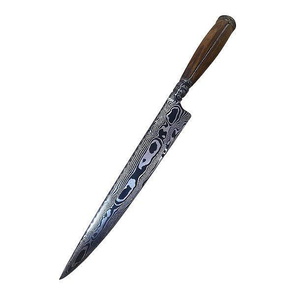 FACA ESPECIAL DAMASCO COLECIONADOR 9,5'' CABO MADEIRA NOBRE ARAMADO