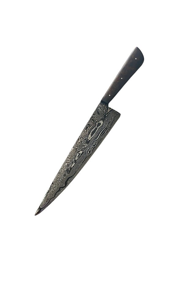 FACA GAÚCHA FULL TANG ESPECIAL AÇO DAMASCO 8'' CABO MADEIRA 300 CAMADAS