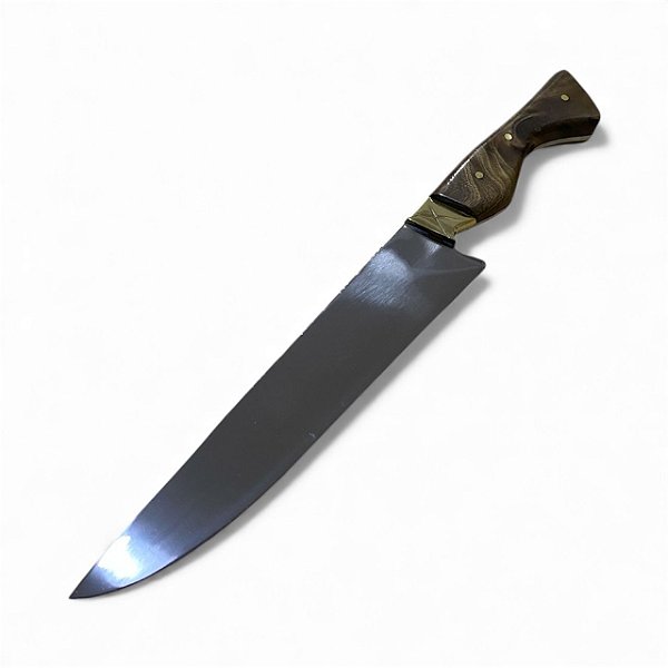Faca churrasco FULL TANG inox 8" cabo madeira