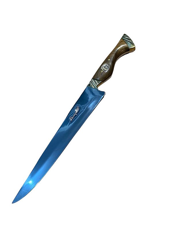 Faca churrasco FULL TANG inox 12" cabo madeira nobre