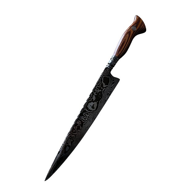 FACA GAÚCHA ESPECIAL EM AÇO DAMASCO 10" CABO MADEIRA NOBRE