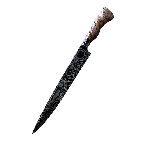 FACA GAÚCHA ESPECIAL EM AÇO DAMASCO 10" CABO MADEIRA NOBRE