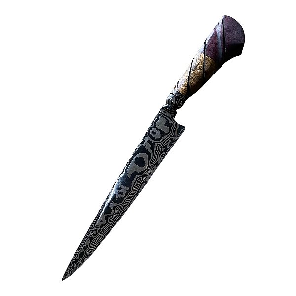 FACA GAÚCHA ESPECIAL EM AÇO DAMASCO 10" CABO MADEIRA NOBRE