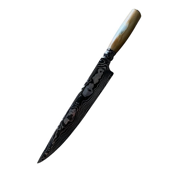 FACA GAÚCHA ESPECIAL AÇO DAMASCO 10'' CABO OSSO BOVINO