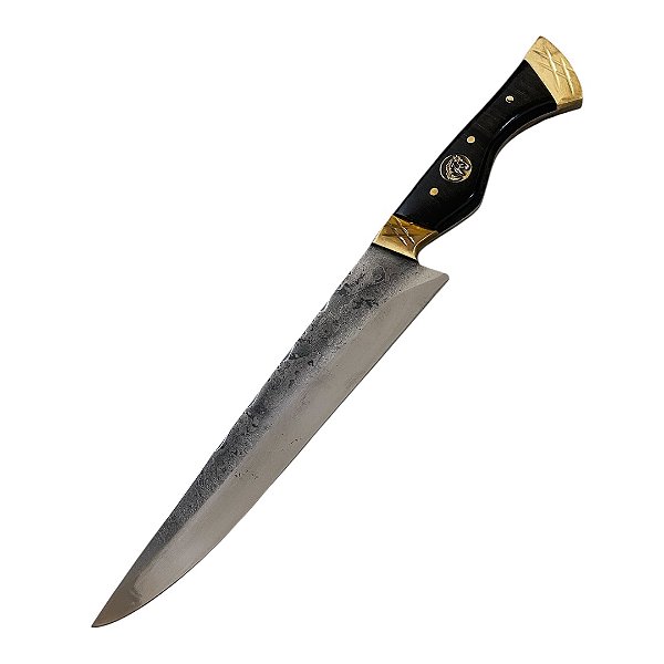 Faca para churrasco FULL TANG Carbono 8" cabo casco de cavalo