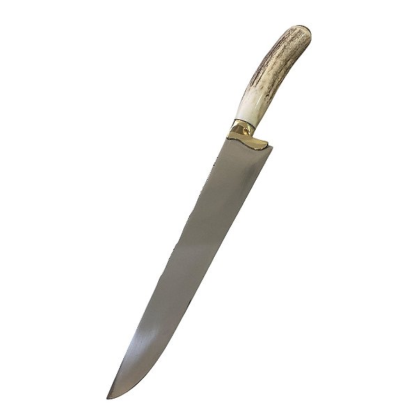 Faca para churrasco picanheira inox 10" cabo em chifre de cervo