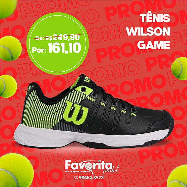 Tênis Wilson Game Masculino - Preto+Verde Limão