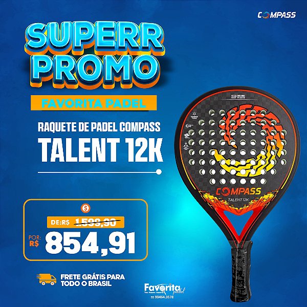 Raquete de Padel Compass Talent 12k Carbon