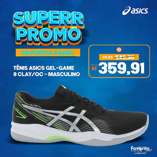 Tênis Asics Gel-Game 8 Clay/OC – Masculino Preto/Verde