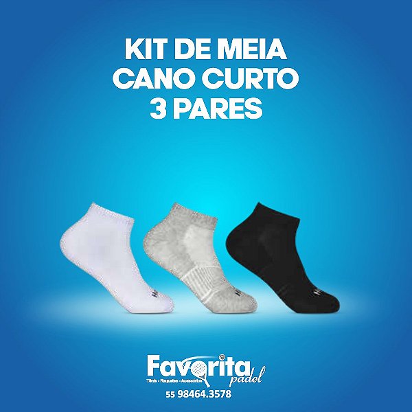Kit de Meias Masculinas Cano Curto - 3 pares
