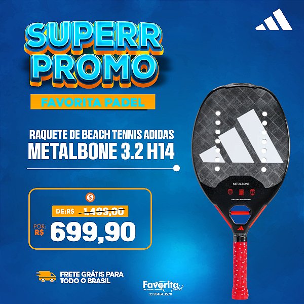 Raquete de Beach Tennis Adidas Metalbone 3.2 H14 – Vermelha