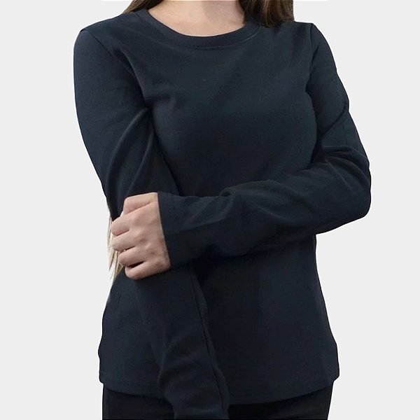 Blusa Térmica Peluciada Gola Redonda – Feminina Preta