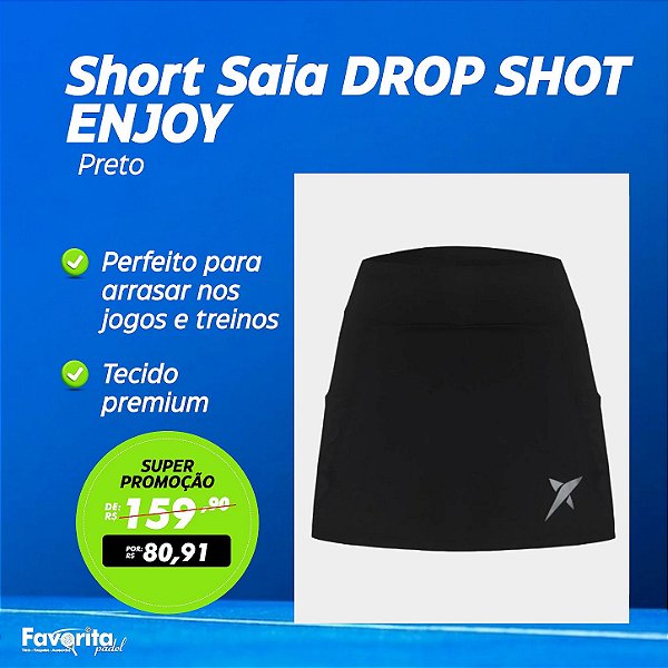 Short Saia DROP SHOT ENJOY - Preto