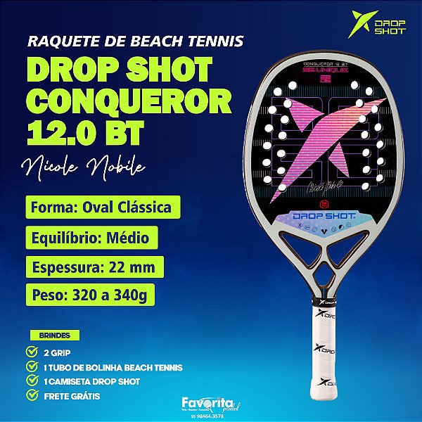 Raquete de beach tennis DROP SHOT CONQUEROR 12.0 BT - NICOLE NOBILE