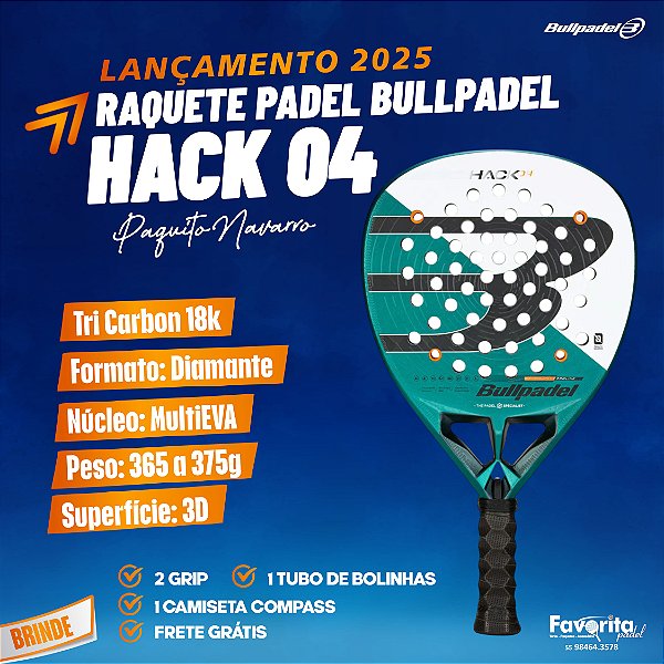 Raquete Padel Bullpadel Hack 04 2025 18k - Paquito Navarro