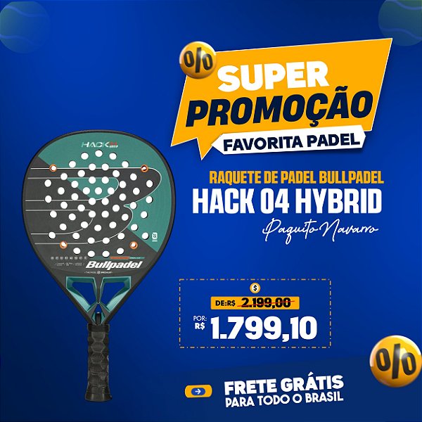 Raquete Padel Bullpadel Hack 04 Hybrid 2025 Carbono 18k - Paquito Navarro