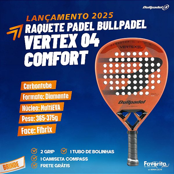 Raquete Padel Bullpadel Vertex 04 Comfort 2025 Fibrix