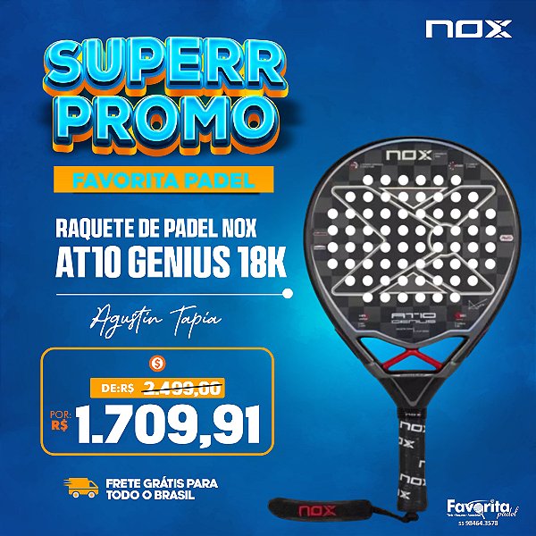 Raquete de Padel NOX AT10 Genius 18k - Agustin Tapia