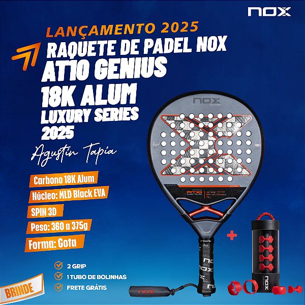 Raquete de Padel AT10 GENIUS 18K Alum 2025 | NOX - by Agustín Tapia Luxury Series