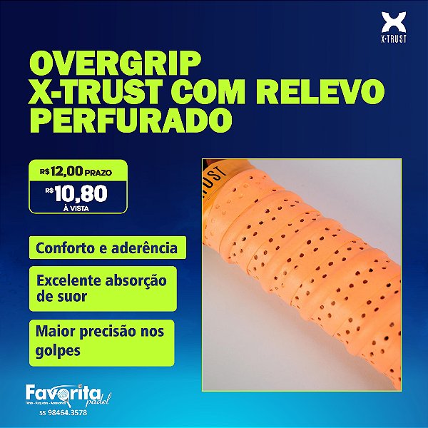 Overgrip X-Trust com Relevo Perfurado - Laranja