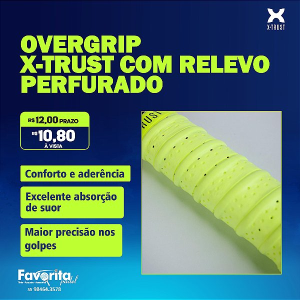 Overgrip X-Trust com Relevo Perfurado - Amarelo