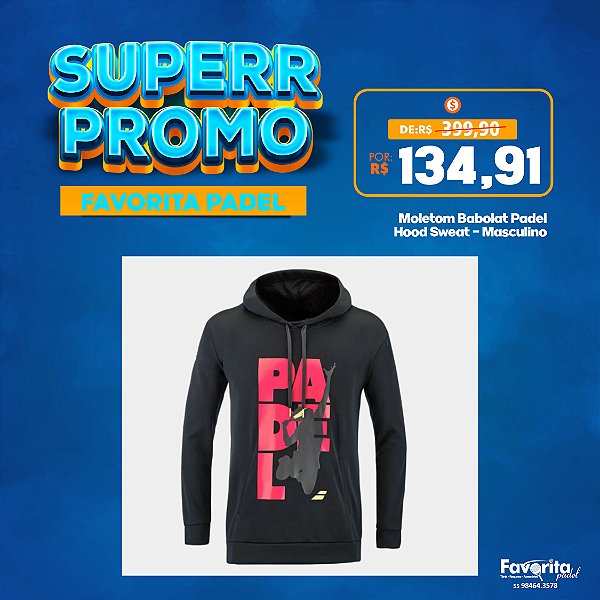Moletom Babolat Padel Hood Sweat – Masculino
