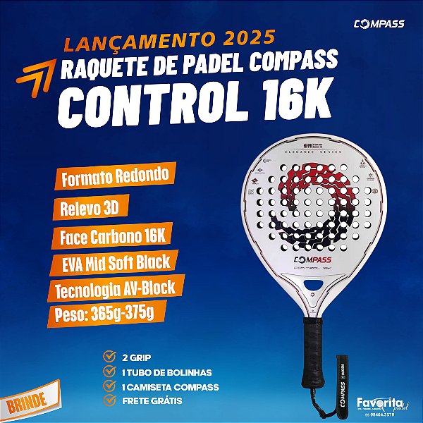 Raquete de Padel Compass Control 16k 2025