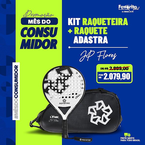 Kit Raquete de Padel Adastra Lynx 2.0 + Raqueteira JP Flores