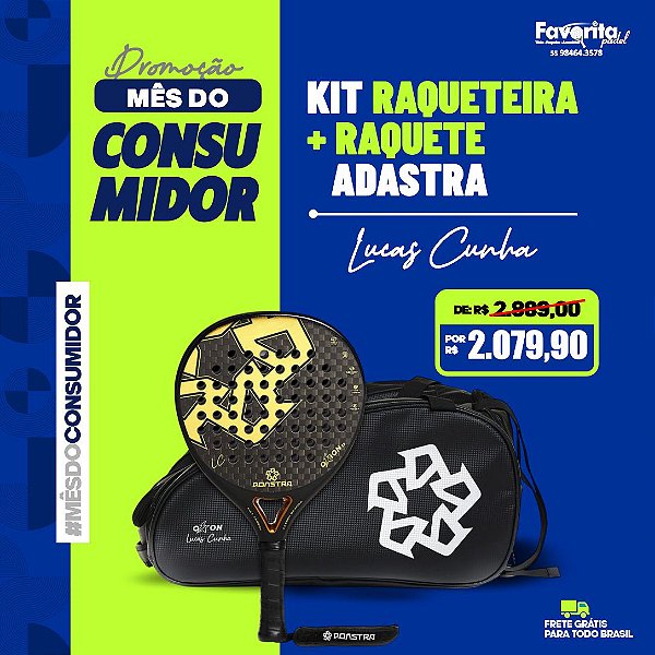 Kit Raquete de Padel Adastra Orion + Raqueteira Lucas Cunha