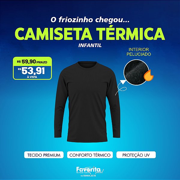 Camiseta Térmica Infantil – Preta