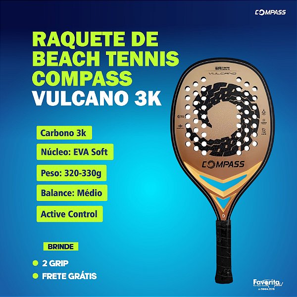 Raquete Beach Tennis Compass Vulcano 3k