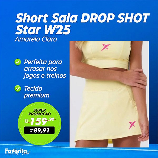 Short Saia DROP SHOT Star W25 - Amarelo Claro