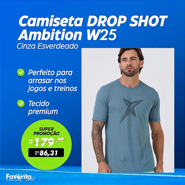 Camiseta DROP SHOT Ambition W25 - Cinza Esverdeado
