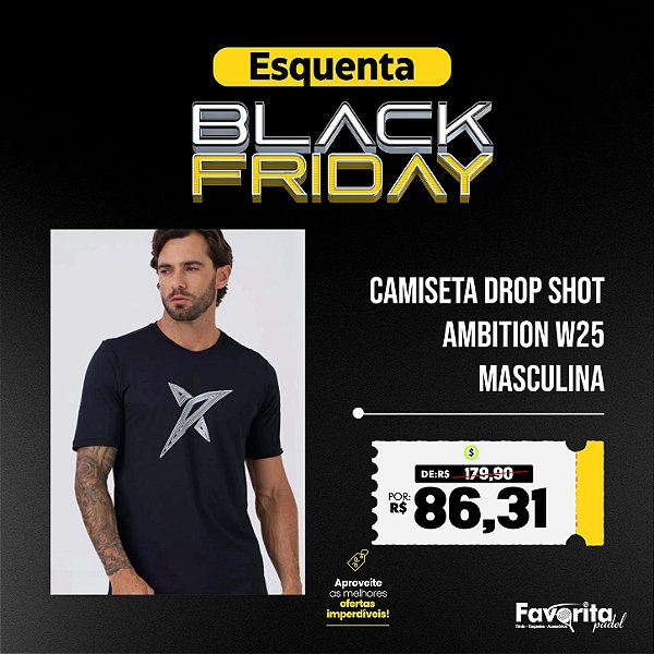 Camiseta DROP SHOT Ambition W25 - Preto Masculina