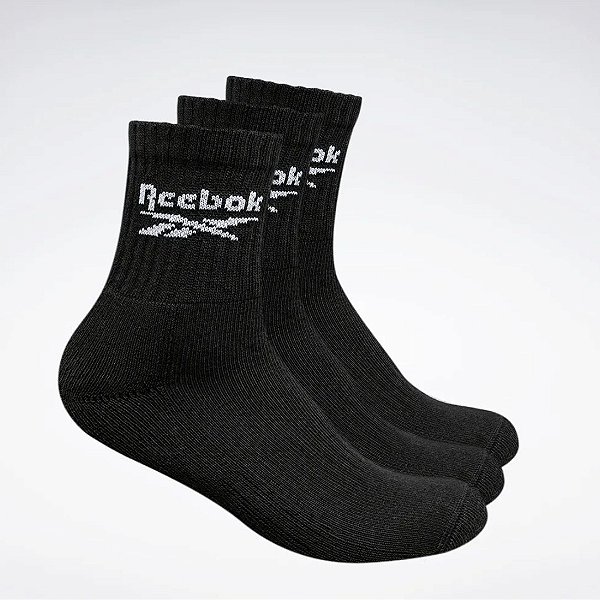 Kit 3 Meias Reebok Cl 1/2 Toalha – Masculino Preto