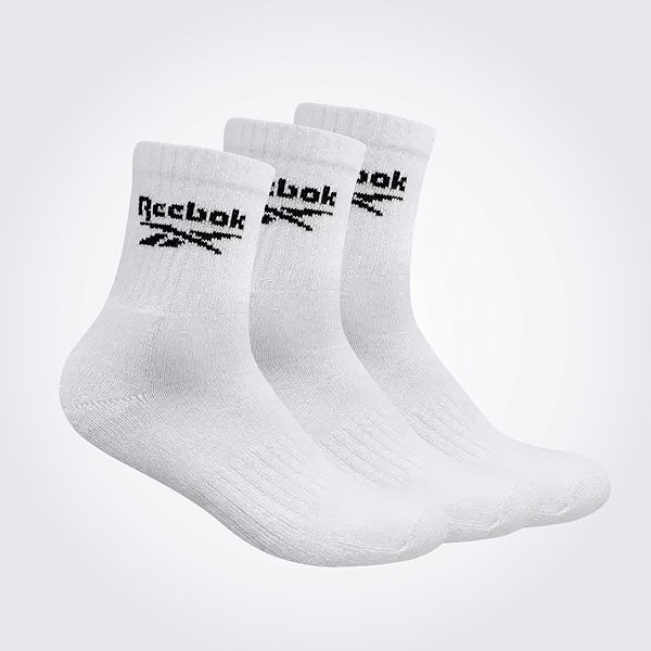 Kit 3 Meias Reebok Cl 1/2 Toalha – Masculino Branco