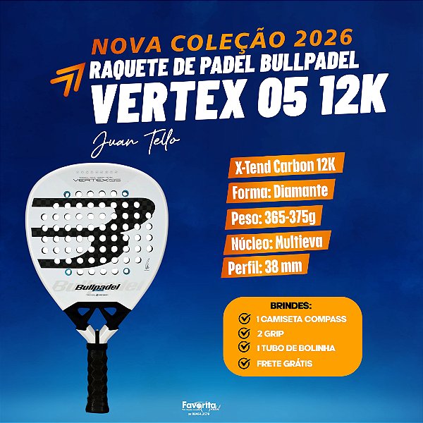[PRÉ-VENDA] Raquete Padel Bullpadel Vertex 05 2026 12k - Juan Tello