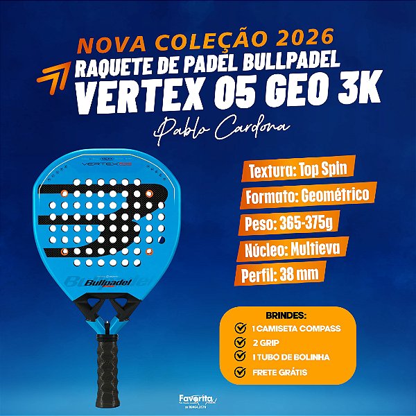 [PRÉ-VENDA]Raquete Padel Bullpadel Vertex 05 GEO 2026 3k - Pablo Cardona