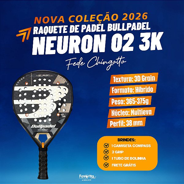 [PRÉ-VENDA] Raquete Padel Bullpadel Neuron 02 2026 3k - Fede Chingotto